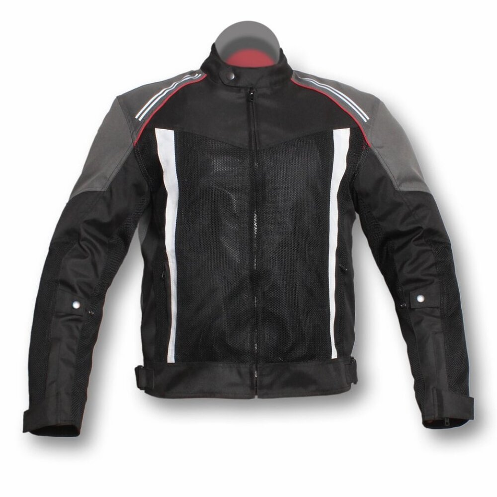 RIDERACT® Men’s Motorcycle Riding Jacket Black Waterproof Textile Gear NEW